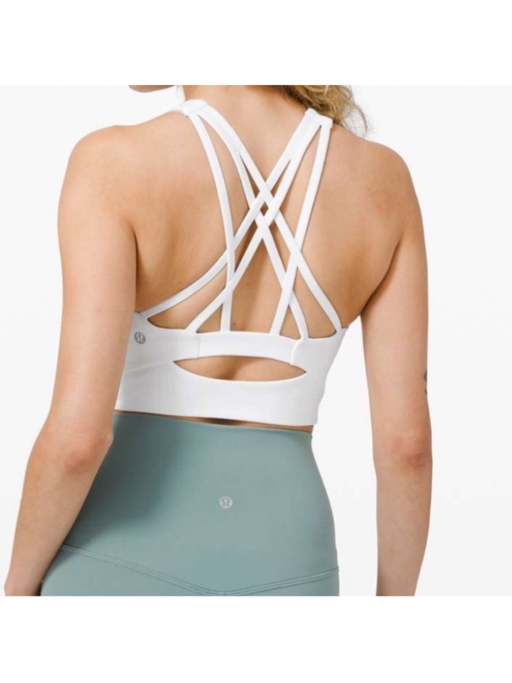 Lululemon High Neck long line White Free To Be Serene C/D cup Sports Bra